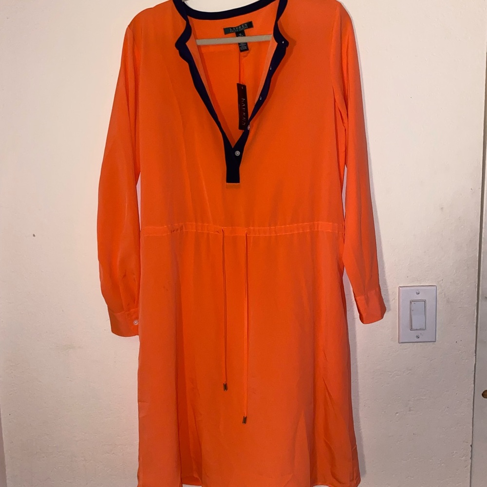 Orange button front dress